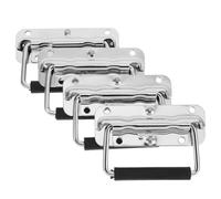ELEOUTI Spring Loaded Handles Heavy Duty Handles Stainless Steel Foldable 4pcs and with Ergonomic Grip Easy Installation Sturdy Metal Box Pulls, for Toolbox and Chest for Industrial Use