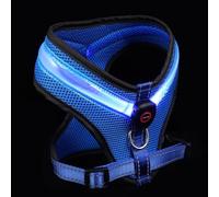 ELEOUTI USB Rechargeable LED Dog Harness Vest for Night Walking, Breathable Nylon Material with Snug Fit and Comfortable Wear, Blue Luminous Dog Vest Suitable for Pets