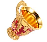 ELEOUTI Vintage Zinc Alloy Gold Whiskey Cup with Embossed Patterns, Onesip Design Mini Goblet for Business Settings and Camping, Elegant Portable European Style Drinking Mug