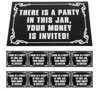 ELEOUTI Waterproof Tip Jar Stickers 10pcs Black White Thank You! Decals for Waitress Tips Restaurant Bumper Labels for Bars and Cafes for Food Service