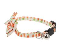 ELEOUTI White Cloth Cat Collar with Bell and Bow Tie Adjustable Comfortable to Pet Neck Decoration Stylish and Unique Pattern Design for Kittens and Small Animals