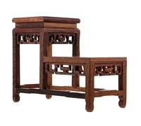 ELEOUTI Wooden Display Stand Pedestal Wood Riser Miniature Antique Ornaments Base for Home Office Teapot Vase Bonsai Flower Pot Holder Curio Cabinets