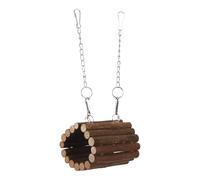 ELEOUTI Wooden Effortless Hook Tunnel Bird Wood Hanging with Parrots for Swing and Installation, Anxiety Relief Entertainment, Natural Metal Material Hamsters Pet Cage Use