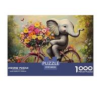 Elephant 1000 Pc Adult Jigsaws - Baby Elephant Bike Impossible Hard Difficult Challenging Game for Wall Decoration And Gifts38x26cm/1000pcs