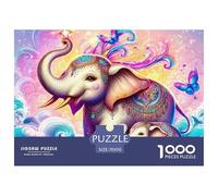 Elephant 1000 Pc Adult Jigsaws - Colorful Elephant Baby Impossible Hard Difficult Challenging Game for Wall Decoration And Gifts70x50cm/1000pcs