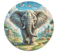 Elephant 1000 Piece Animal Geometric Round For Adults And Kids Hard Challenging Family Game Stress Reliever Colorful 1000pcs (67.5x67.5cm)