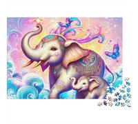 Elephant 1000 Piece Jigsaw Puzzle Elephant Cosmic Cloud Pair - Family Puzzle Game for Kids52x38cm/1000pcs