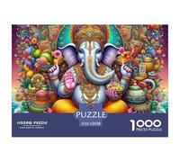 Elephant 1000 Piece Jigsaw Puzzle for Adults Cute Elephant | Retro Gifts | Happily Jigsaw Puzzles Challenging Beautiful Decoration Puzzle Colourful 100% Recvcled Cardboard52x38cm/1000pcs