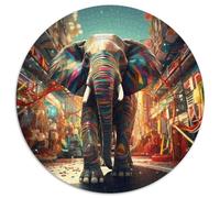 Elephant 1000 Piece Jigsaw Puzzles Circular Jigsaw Creative Educational Games Beautiful Decoration Puzzle for Adults And Kids 1000pcs (67.5x67.5cm)