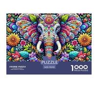 Elephant 1000 Piece Jigsaw Puzzles for AdultsCute Elephant Fun, Challenging & Brainteasing Adults Jigsaw Puzzle Uncover The Puzzle 100% Recycled Cardboard Educational Game Fun Activity for Home70x5