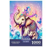 Elephant 1000 Piece Jigsaw Puzzles Fun Challenging Modern Wildlife Educational Game Perfect for Relaxation Suitable for Children & People Aged 14+ 52x38cm/1000pcs