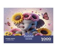 Elephant 1000 Piece Jigsaw Puzzles Fun Challenging Modern Wildlife Puzzles Game Beautiful Decoration Suitable for Children & People Aged 14+ 52x38cm/1000pcs