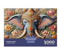 Elephant 1000 Piece Jigsaw Puzzles Fun Challenging Modern Wildlife Puzzles Game Creativity & Gift Giving Suitable for Children & People Aged 14+ 52x38cm/1000pcs