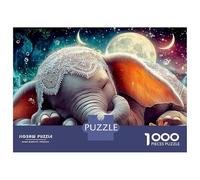 Elephant 1000 Piece Precise Interlocking Fit Sleeping Baby Elephant Gift for Adults Frameable Puzzle Social Gathering Game Stress-relieving 52x38cm/1000pcs
