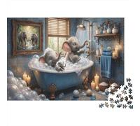 Elephant 1000 Piece Puzzle Bathroom Bubble for Relaxation First-Time Jigsaw Users Memory Improvement Small Gift Idea 70x50cm/1000pcs