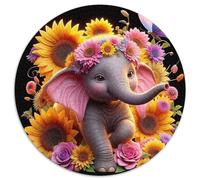 Elephant 1000 Piece Round Puzzle For Adults And Kids Mighty Animals Jigsaw Puzzle Creative Unique Challenge Games Family Game 1000pcs (67.5x67.5cm)