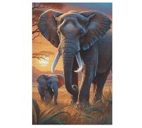 Elephant 1000 Piece Wooden Jigsaw Puzzle- Brain Teaser Game for Adults & Children Educational Activities Jigsaws Puzzles 78×53cm