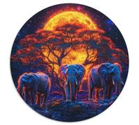 Elephant 1000 Pieces Jigsaw Puzzles 12 Years And Up Round Jigsaw Puzzles Unique Challenge Family Game Stress Reliever Expert Skill Level 1000pcs (67.5x67.5cm)