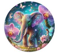 Elephant 1000 Pieces Jigsaws 3D High Definition Round Jigsaw Jigsaw Puzzles Creative Challenging & EducationalArt 1000pcs (67.5x67.5cm)