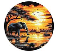 Elephant 1000 Pieces Jigsaws 3D High Definition Round Jigsaw Jigsaw Puzzles Creative Challenging Puzzles 1000pcs (67.5x67.5cm)