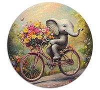 Elephant 1000 Pieces Jigsaws 3D High Definition Round Jigsaw Jigsaw Puzzles Creative Travel Gifts,Present 1000pcs (67.5x67.5cm)