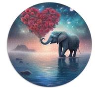 Elephant 1000 Pieces Jigsaws 3D High Definition Round Jigsaw Jigsaw Puzzles Creative Unique Challenge Games 1000pcs (67.5x67.5cm)