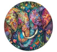 Elephant 1000 Pieces Jigsaws 3D High Definition Round Jigsaw Jigsaw Puzzles Creative Unique Challenge Games 1000pcs (67.5x67.5cm)