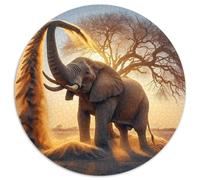 Elephant 1000 Pieces Jigsaws 3D High Definition Round Jigsaw Jigsaw Puzzles for Adults & Kids Travel Gifts,Present 1000pcs (67.5x67.5cm)
