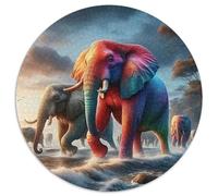 Elephant 1000 Pieces Jigsaws 3D High Definition Round Jigsaw Jigsaw Puzzles for Adults & Kids Unique Challenge Games 1000pcs (67.5x67.5cm)