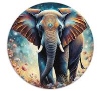 Elephant 1000 Pieces Jigsaws 3D High Definition Round Puzzles Jigsaw Puzzles Creative Challenging & EducationalArt 1000pcs (67.5x67.5cm)