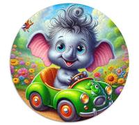 Elephant 1000 Pieces Jigsaws 3D High Definition Round Puzzles Jigsaw Puzzles Creative Unique Challenge Games 1000pcs (67.5x67.5cm)
