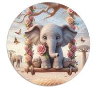 Elephant 1000 Pieces Jigsaws 3D High Definition Round Puzzles Jigsaw Puzzles for Adults And Kids Challenging & EducationalArt 1000pcs (67.5x67.5cm)