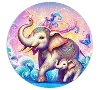 Elephant 1000 Pieces Jigsaws 3D High Definition Round Puzzles Jigsaw Puzzles for Adults And Kids Challenging & EducationalArt 1000pcs (67.5x67.5cm)