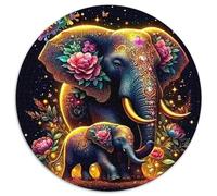 Elephant 1000 Pieces Jigsaws 3D High Definition Round Puzzles Jigsaw Puzzles for Adults And Kids Unique Challenge Games 1000pcs (67.5x67.5cm)