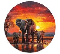 Elephant 1000 Pieces Jigsaws 3D High Definition Round Puzzles Jigsaw Puzzles for Adults And Kids Unique Challenge Games 1000pcs (67.5x67.5cm)