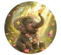 Elephant 1000 Pieces Jigsaws 3D High Definition Round Puzzles Jigsaw Puzzles for Adults & Kids Challenging & EducationalArt 1000pcs (67.5x67.5cm)