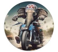 Elephant 1000 Pieces Jigsaws 3D High Definition Round Puzzles Jigsaw Puzzles for Adults & Kids Travel Gifts,Present 1000pcs (67.5x67.5cm)