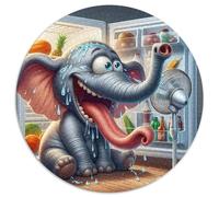 Elephant 1000 Pieces Jigsaws 3D High Definition Round Puzzles Jigsaw Puzzles for Adults & Kids Unique Challenge Games 1000pcs (67.5x67.5cm)