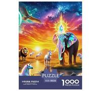 Elephant 1000 Pieces Portable Jigsaw Puzzle Animal Age 3+ Quirky, Abstract Design, Home Decoration, Educational, Challenging 38x26cm/1000pcs