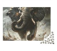 Elephant 1000 Pieces Storm Giant Elephant Premium Puzzle Board Adult Jigsaw Puzzle Parent-child Interaction Holiday Pastime Collectible Item Limited Edition 52x38cm/1000pcs