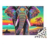 Elephant 1000Pc Jigsaw PuzzleElephant Rainbow Cosmic Stance - Recycled Cardboard Decoration for Adults And Kids52x38cm/1000pcs