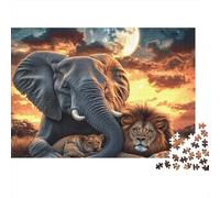 Elephant 1000pc Moon Lion Elephant Heavy-duty Cardboard Jigsaw Puzzle for Brain Teaser Lovers Team Building Leisure Entertainment Social Icebreaker Value for Money 38x26cm/1000pcs