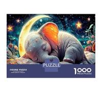 Elephant 1000Pieces JigsawPuzzleElephant Moon Sleep KidsforAdult Colourful Brainteasing Age12+byth ThemeFlowersandBirds Uncover The Puzzle 70x50cm/1000pcs