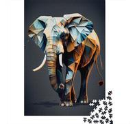 Elephant Abstract Adult Jigsaw Puzzle, 1000 Pieces, 38x26cm/1000pcs; A Weekend Activity at Your Own Pace; Smooth White Cardboard Pieces