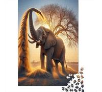Elephant Adult Jigsaws Starry Sky & Majestic Elephant Jigsaw Puzzle Impossible Hard Difficult Challenging for Adults Kids 52x38cm/1000pcs