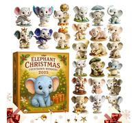 Elephant Advent Calendars 2025, 24 Day Christmas Countdown Calendar With 2D Acrylic Elephant Pendants, Christmas Ornament For Home Holiday Celebration Party Winter Wall Window