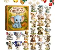 Elephant Advent Calendars 2025, 24 Day Christmas Countdown Calendar With 2D Acrylic Elephant Pendants For Christmas Tree Decorations, Countdown Decor Gift For Girl Boy Kids