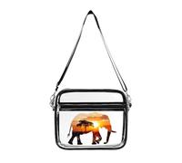 Elephant Africa Landmark Inside Women's Clear Crossbody Bag Fashion Purses Small Shoulder Handbags, Stadium Approved