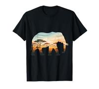 Elephant African Exposure Silhouette Safari Sky Trees Sunset T-Shirt