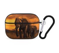 Elephant AirPods Pro 2 Case Cover, Shockproof Hard Shell Protective Case for Women Men, Compatible with Airpod Pro Case 2nd/1st Generation with Keychain-Black